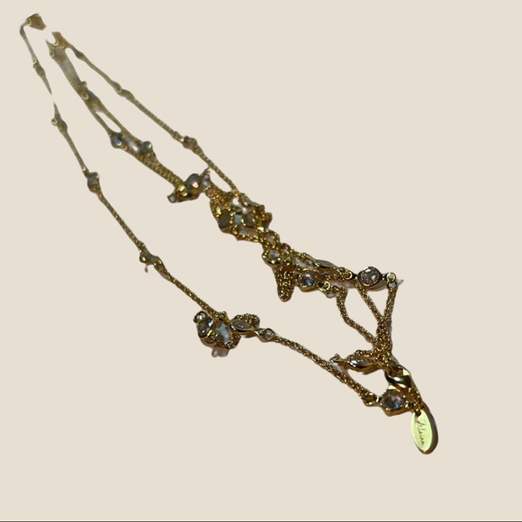 Alainn Long Gold Tone with CZ Necklace 49” Length - Picture 2 of 2